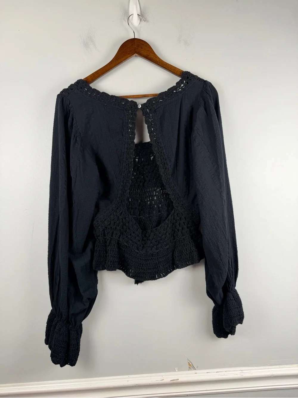 Free people Megan Crochet Top in black size large